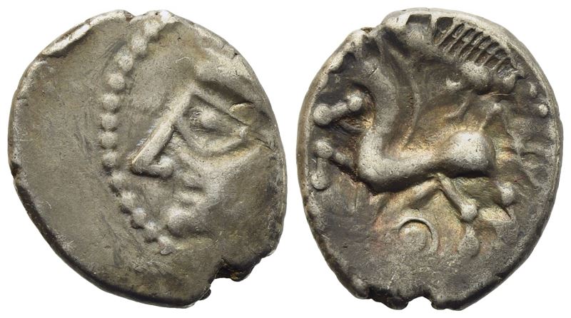 Celtic. Gallia, Bituriges Cubi, c. 70-50 BC; Quinarius; AR (1,90 g; 14,7 mm)