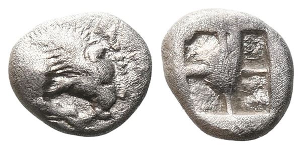 Northern Lucania, Velia, c. 535-510 BC. AR Obol (7 mm, 0.51 g).  - Auction GREEK & ROMAN PROVINCIAL COINS AND NUMISMATIC LITERATURE Including a wide selection of Alexandrian Coins from the Dattari Collection - Bertolami Fine Art - Prague
