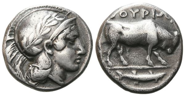 Southern Lucania, Thourioi, c. 443-400 BC. AR Stater (19 mm, 7.62 g).  - Auction GREEK & ROMAN PROVINCIAL COINS AND NUMISMATIC LITERATURE Including a wide selection of Alexandrian Coins from the Dattari Collection - Bertolami Fine Art - Prague