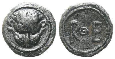 Bruttium, Rhegion (C. 425-420 Bc), Onkia; Æ (1,25 G; 12 MM)