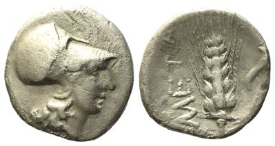 Lucania, Metapontion (C. 4th Century Bc), Diobol; Ag (0,75 G; 10,9 MM)