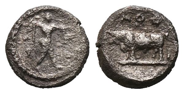 Northern Lucania, Poseidonia, c. 445-420 BC. AR Hemiobol (6 mm, 0.30 g).  - Auction GREEK & ROMAN PROVINCIAL COINS AND NUMISMATIC LITERATURE Including a wide selection of Alexandrian Coins from the Dattari Collection - Bertolami Fine Art - Prague