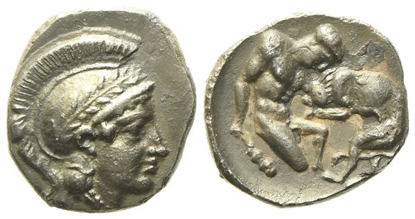 Calabria, Tarentum (c. 380-325 BC), Diobol; AR (1,08 g; 11,4 mm)