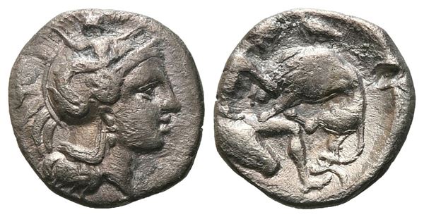 Southern Apulia, Tarentum, c. 325-280 BC. AR Diobol (11 mm, 0.80 g).