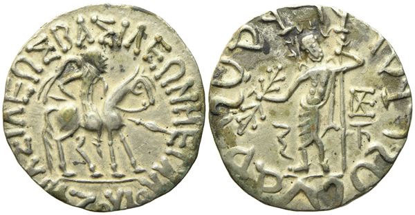 Indo-Scythian Kings, Azes I (c. 57-35 BC), Tetradrachm; AR (9,05g; 26,8 mm)