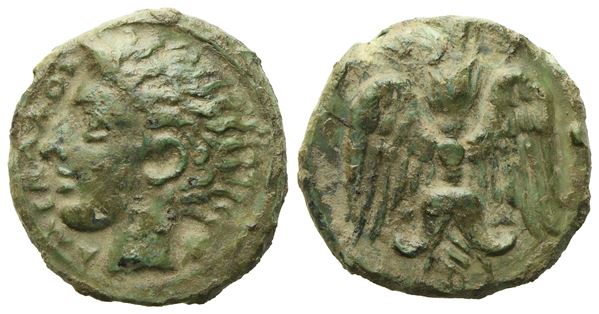 Sicily, Katane (c. 415-402 BC), Tetras; Æ (1,57 g; 13,5 mm)