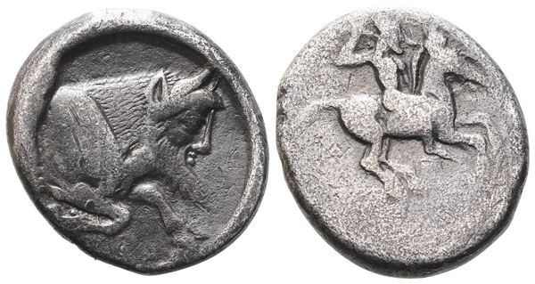 Sicily, Gela, c. 490/85-480/75 BC. AR Didrachm (21 mm, 8.09 g).