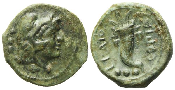 Lucania, Thourioi as Copia (c. 193-150 BC), Quadrans; Æ (2,55 g; 15,5 mm)