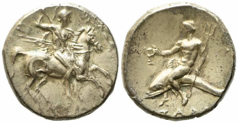 Calabria, Tarentum (C. 280-272 Bc), Nomos; Ar (6,40 G; 20,5 MM)