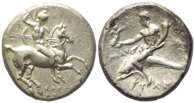 Calabria, Tarentum (C. 280-272 Bc), Nomos; Ar (6,32 G; 19,7 MM)
