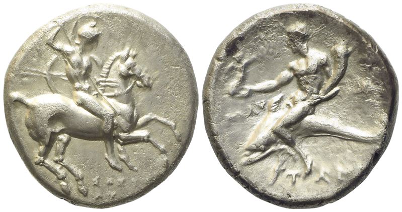 Calabria, Tarentum (C. 280-272 Bc), Nomos; Ar (6,32 G; 19,7 MM)