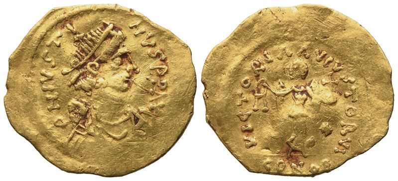 Justin i (518-527), Tremissis; Av (1,39 G; 16,3 MM; 6 H)
