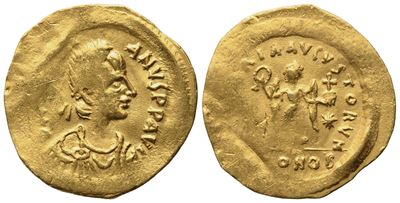Justinian i (527-565), Tremissis; Av (1,40 G; 16 MM; 6 H)