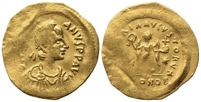 Justinian i (527-565), Tremissis; Av (1,40 G; 16 MM; 6 H)