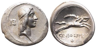 C. Calpurnius Piso Frugi, Denarius, 67 Bc; Ar (3,89 G: 18,7 MM; 4 H)