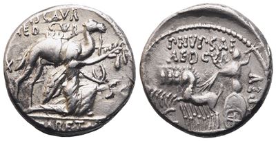 M. Aemilius Scaurus And P. Plautius Hypsaeus, Denarius, 58 Bc; Ar (3,93 G; 16,7 MM; 9 H)