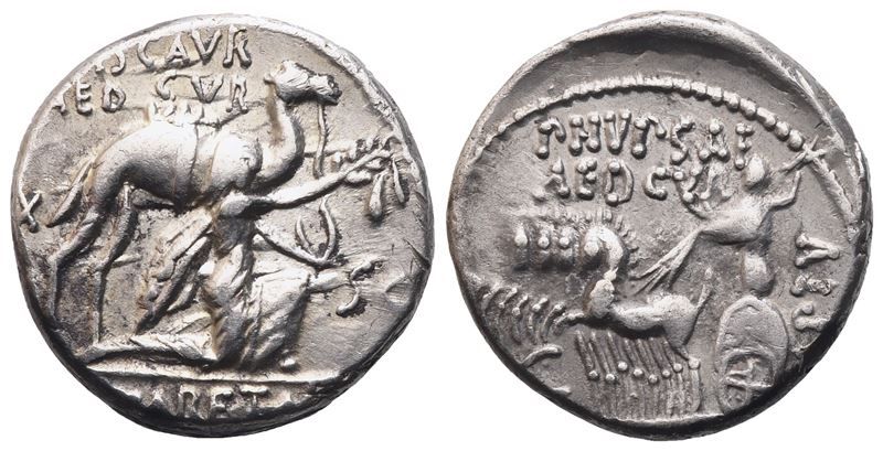 M. Aemilius Scaurus And P. Plautius Hypsaeus, Denarius, 58 Bc; Ar (3,93 G; 16,7 MM; 9 H)