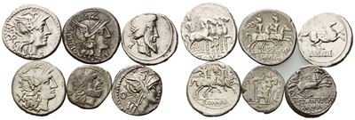 Lot Of 6 Roman Republican Denarii To Be Catalogued. Lot Sold As Is, No Returns.