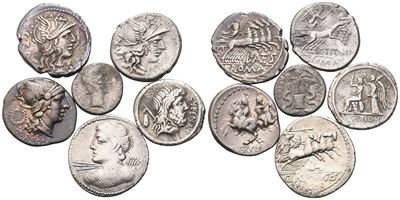 Lot Of 6 Roman Republican Ar Coins