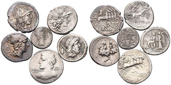 Lot of 6 Roman Republican AR coins