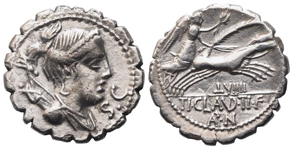 T. Claudius Nero, Denarius serratus, 79 BC; AR (3,70 g; 18,8 mm; 12 h)