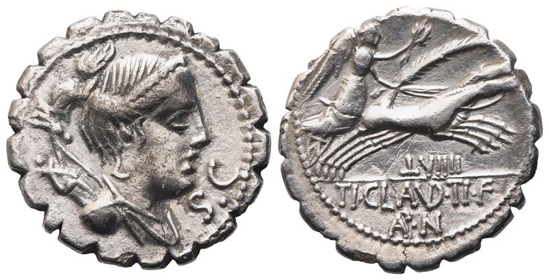 T. Claudius Nero, Denarius Serratus, 79 Bc; Ar (3,70 G; 18,8 MM; 12 H)