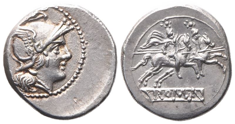 Anonymous, Quinarius, 214 BC; AR (2,20 g; 16 mm; 2 h)