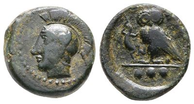 Sicily, Kamarina, C. 410-405 Bc. Æ Tetras (16 MM, 3.23 G).