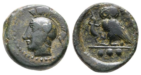 Sicily, Kamarina, c. 410-405 BC. Æ Tetras (16 mm, 3.23 g).