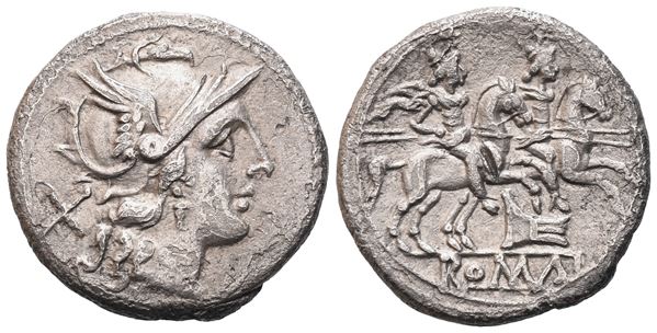 Anonymous, Denarius, c. 206-195 BC; AR (3,35 g; 18,4 mm; 3 h)