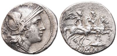 Anonymous, Denarius, 211-210 Bc; Ar (4,32 G; 19,7 MM; 6 H)