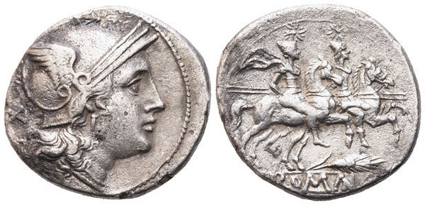 Anonymous, Denarius, 211-210 BC; AR (4,32 g; 19,7 mm; 6 h)