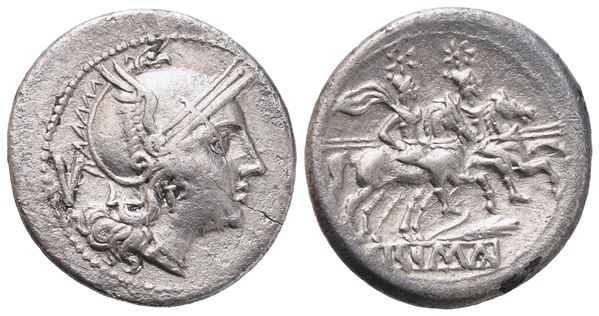 Anonymous (Corn-Ear Second Series), Quinarius, c. 212-211 BC; AR (2,30 g; 16,2 mm; 12 h)