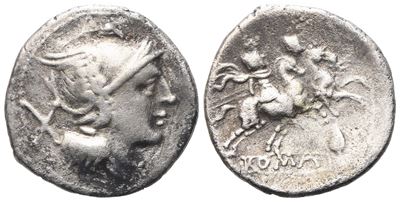 Anonymous, Denarius, 212 Bc; Ar (3,03 G; 19 MM; 4 H)