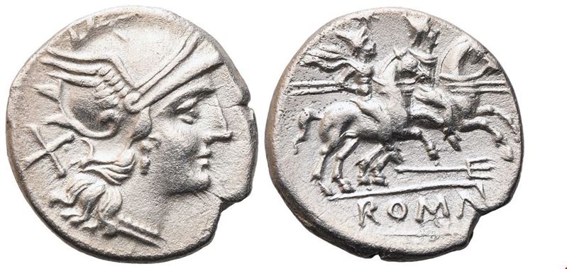 Anonymous (Trident series), Denarius, 205 BC; AR (3,42 g; 17,5 mm; 3 h)