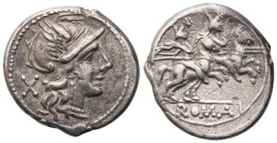 Anonymous, Denarius, Rome, After 211 Bc; Ar (4,20 G; 18,6 MM; 9 H)