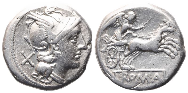 Anonymous, Denarius, 157-156 Bc; Ar (3,98 G; 17,1 MM; 6 H)
