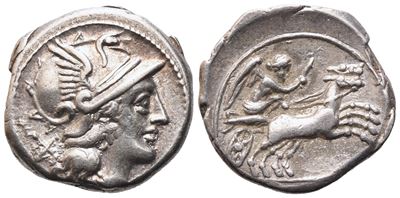 Anonymous, Denarius, 157-156 Bc; Ar (3,69 G; 17,8 MM; 12 H)