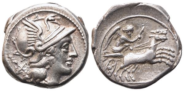 Anonymous, Denarius, 157-156 BC; AR (3,69 g; 17,8 mm; 12 h)