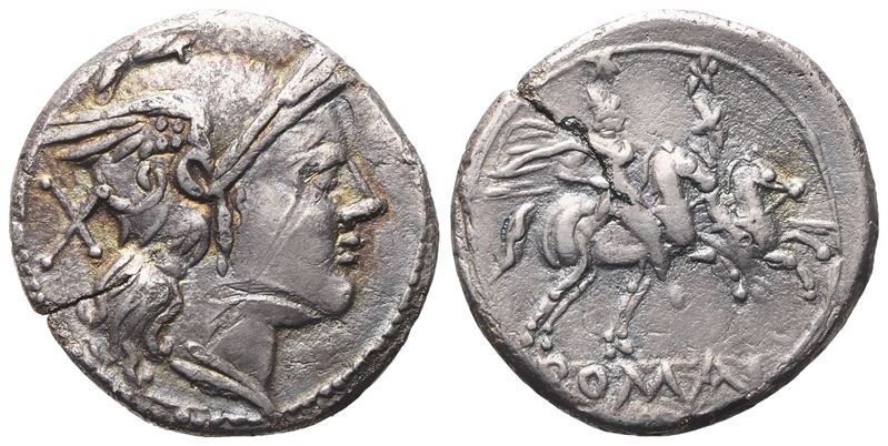 Anonymous, Denarius, 212 Bc; Ar (4,33 G; 18,7 MM; 5 H)