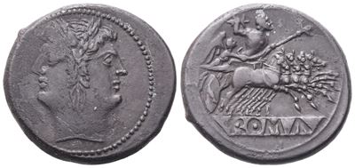 Anonymous, Quadrigatus, C. 225-212 Bc; Ar (6,56 G; 21,4 MM; 6 H)