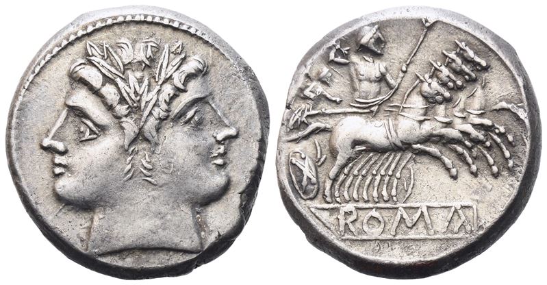Anonymous, Quadrigatus, Capua, late 217-216 BC; AR (6,70 g; 19,6 mm; 10 h)