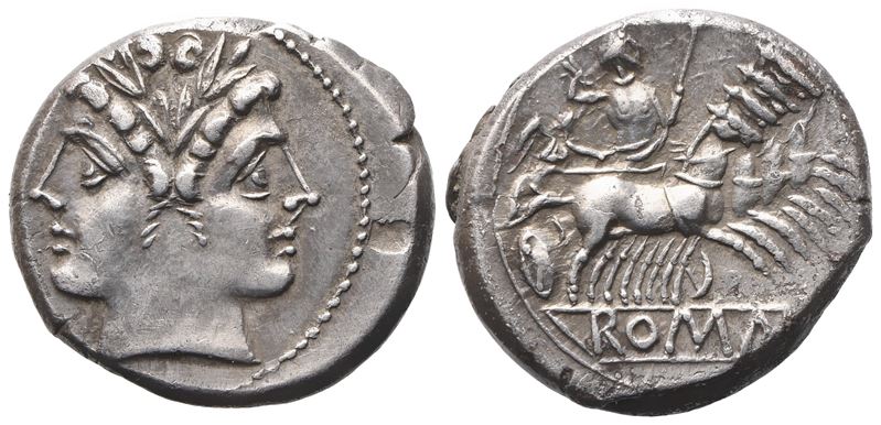 Anonymous, Quadrigatus, late 217-216 BC; AR (6,91 g; 20 mm; 1 h)