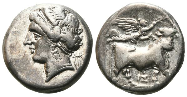 Northern Campania, Neapolis, c. 275-250 BC. AR Didrachm (19 mm, 7.29 g).  - Auction GREEK & ROMAN PROVINCIAL COINS AND NUMISMATIC LITERATURE Including a wide selection of Alexandrian Coins from the Dattari Collection - Bertolami Fine Art - Prague
