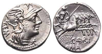 C. Aburius Geminus, Denarius, 134 Bc; Ar (3,90 G; 18,5 MM; 4 H)