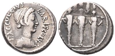 P. Accoleius Lariscolus, Denarius, 43 Bc; Ar (4,03 G; 17 MM; 6 H)