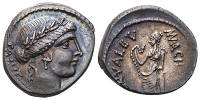 Mn. Acilius Glabrio, Denarius, 49 Bc; Ar (3,91 G; 18,2 MM; 1 H)
