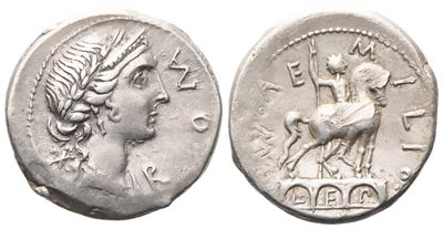 Mn. Aemilius Lepidus, Denarius, 114-113 Bc; Ar (3,90 G; 18,8 MM; 8 H)