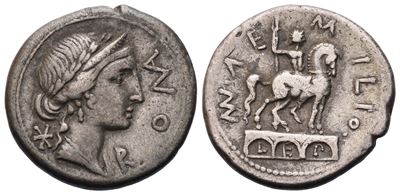 Mn. Aemilius Lepidus, Denarius, Rome, 114 Or 113 Bc; Ar (3,88 G; 18,9 MM; 8 H)