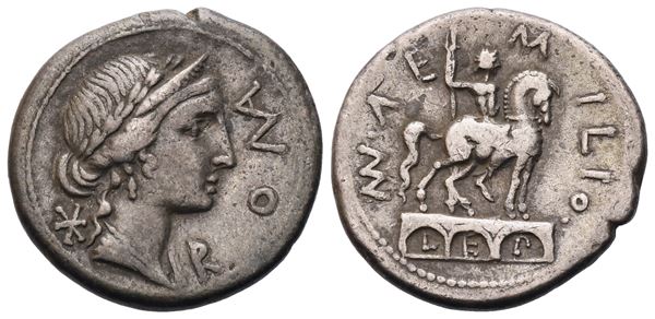 Mn. Aemilius Lepidus, Denarius, Rome, 114 or 113 BC; AR (3,88 g; 18,9 mm; 8 h)